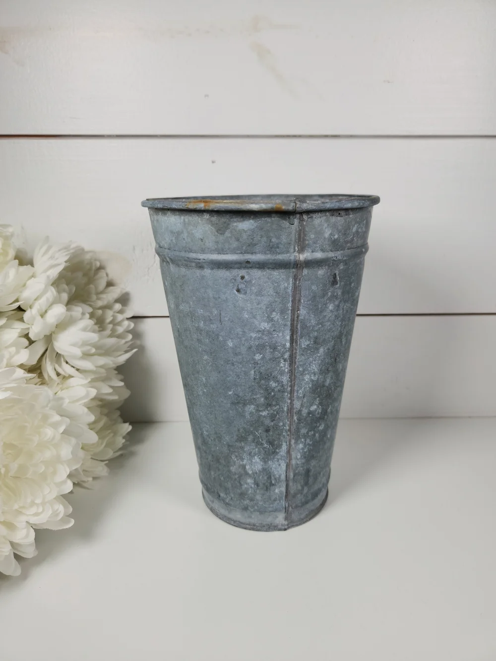 Vintage Galvanized Metal French Style Floral Basket | Flower Market Basket